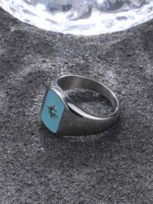 Hombres Anillo con diseño de diamante de imitación de acero inoxidable punk estilo hip pop