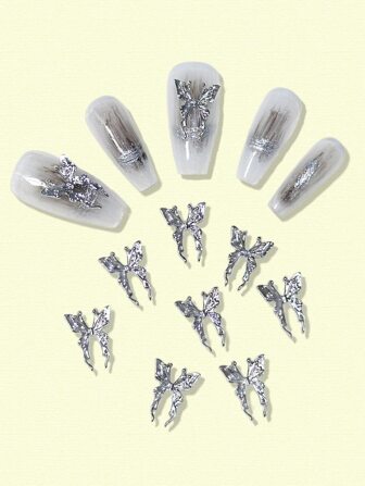 10 st vintage fjärilsformade pärlor gör-det-själv nagelberlocker nagelstenar nageltillbehör naglar