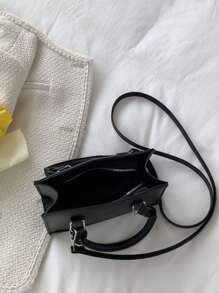 輕便商務休閒迷你雙提手方形包適合青少年女孩女大學生、菜鳥和白領完美適合辦公室、大學、工作、商務、通勤、戶外、旅行、郊遊 - 黑色 - 查看 4