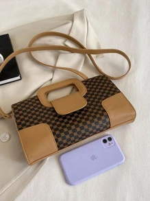 Túi đeo chéo Nữ Khối Màu Có thể điều chỉnh được Đôi tay cầm Giải trí Đúng mốt - Màu Khaki - Xem 4