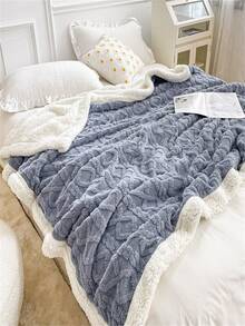 1 chiếc chăn dày dệt kim hai lớp - Màu xanh bụi bặm - Xem 7