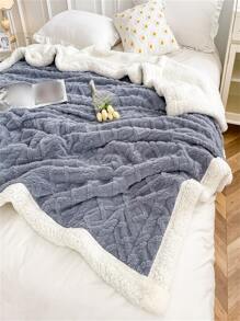 1 chiếc chăn dày dệt kim hai lớp - Màu xanh bụi bặm - Xem 8