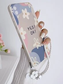 Ốp điện thoại họa tiết hoa kèm dây đeo, tương thích với iPhone 15/15Plus/15Pro/15Promax - Nhiều màu - Xem 5