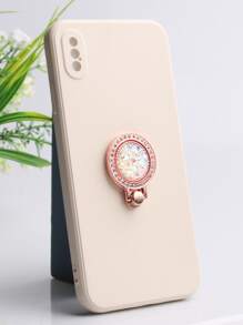 Vỏ điện thoại đính đá giả có giá đỡ nhẫn - Màu be - Xem 1