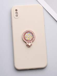 Vỏ điện thoại đính đá giả có giá đỡ nhẫn - Màu be - Xem 3