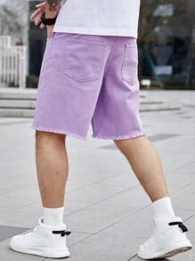 Manfinity Hypemode 男士棉毛邊斜口袋牛仔短褲