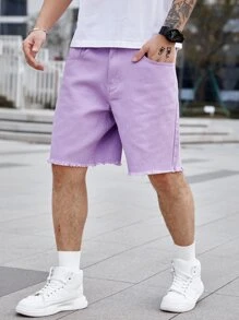 Manfinity Hypemode 男士棉毛邊斜口袋牛仔短褲