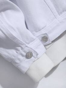 Manfinity Hombres 1 pieza Cazadora mezclilla desgarro con bolsillo con solapa