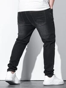Manfinity Men Plus Slant Pocket Skinny Jeans - Black - View 2