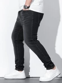 Manfinity Men Plus Slant Pocket Skinny Jeans - Black - View 5