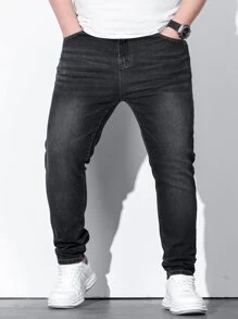 Manfinity Men Plus Slant Pocket Skinny Jeans - Black - View 7