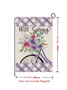 1 pieza Bandera de jardín floral & con patrón de bicicleta - Multicolor - Ver 3