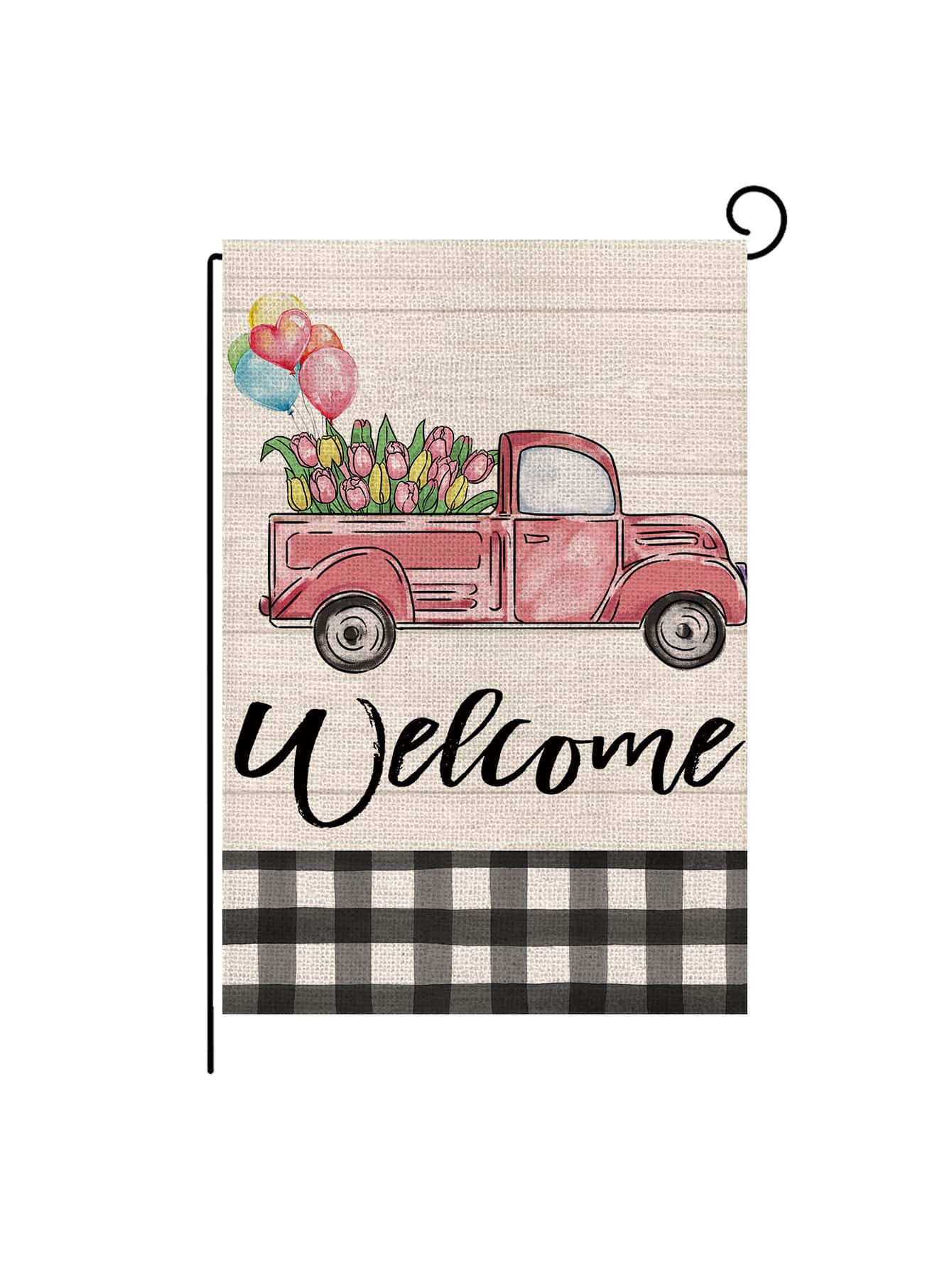 1入組汽車和字母圖案花園旗幟 - 彩色 - 查看 1