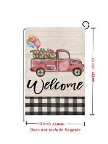 1pc Car & Letter Graphic Garden Flag - Multicolor - View 4