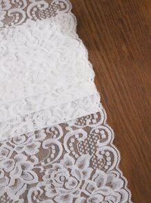 Camino de mesa con bordado floral con diseño de fleco - Blanco - Ver 6