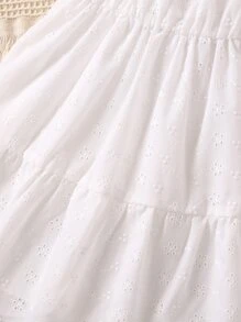 Toddler Girls Eyelet Embroidery Ruffle Hem Cami Dress - White - View 5