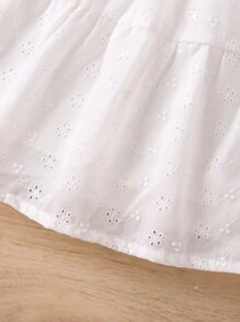 Toddler Girls Eyelet Embroidery Ruffle Hem Cami Dress - White - View 3
