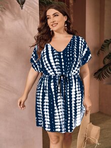 Swim Vcay 大碼紮染抽繩罩衫 - 彩色 - 查看 1