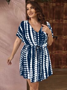 Swim Vcay 大碼紮染抽繩罩衫 - 彩色 - 查看 4