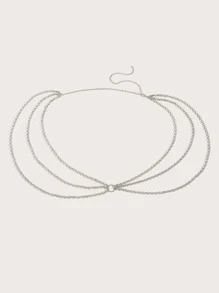 1 Stück 105cm mehrlagige Ketten-Taillenkette mit ineinander greifenden Eisenringen, Kreuz- und kreisförmige Anhänger-Details Geschirr, Halloween, Sommer, Schule, Herbst, Halloween