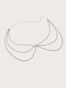 1 Stück 105cm mehrlagige Ketten-Taillenkette mit ineinander greifenden Eisenringen, Kreuz- und kreisförmige Anhänger-Details Geschirr, Halloween, Sommer, Schule, Herbst, Halloween