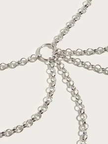 1 Stück 105cm mehrlagige Ketten-Taillenkette mit ineinander greifenden Eisenringen, Kreuz- und kreisförmige Anhänger-Details Geschirr, Halloween, Sommer, Schule, Herbst, Halloween