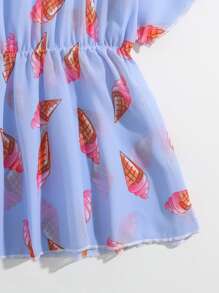 Toddler Girls Ice Cream Print Cover Up - Blue - View 3