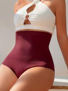 Bragas faja liso tejido de canalé - Granate - Ver 1