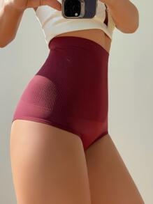 Bragas faja liso tejido de canalé - Granate - Ver 3