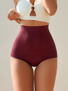 Bragas faja liso tejido de canalé - Granate - Ver 4