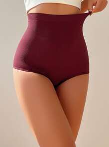 Bragas faja liso tejido de canalé - Granate - Ver 5