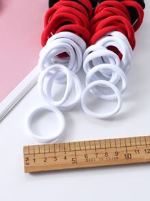 50入組女士女孩實色髮圈，無縫厚實黑色髮帶，無損彈性馬尾控制器，休閒配件