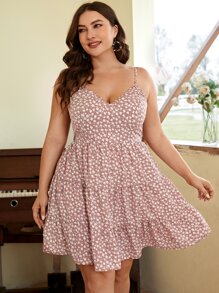 Dreamara 大碼碎花荷葉邊吊帶連衣裙 - 彩色 - 查看 6