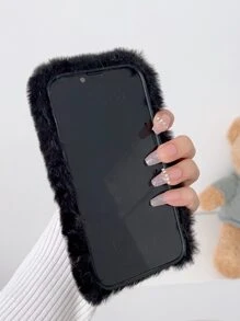 手作樹脂甜美三小熊毛絨手機殼 - 黑色 - 查看 7