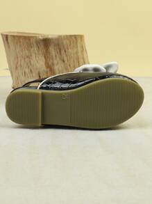 Girls Crocodile Embossed Bow Decor Slingback Flats - Multicolor - View 4