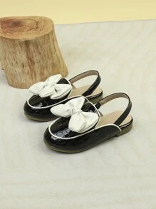 Girls Crocodile Embossed Bow Decor Slingback Flats - Multicolor - View 6