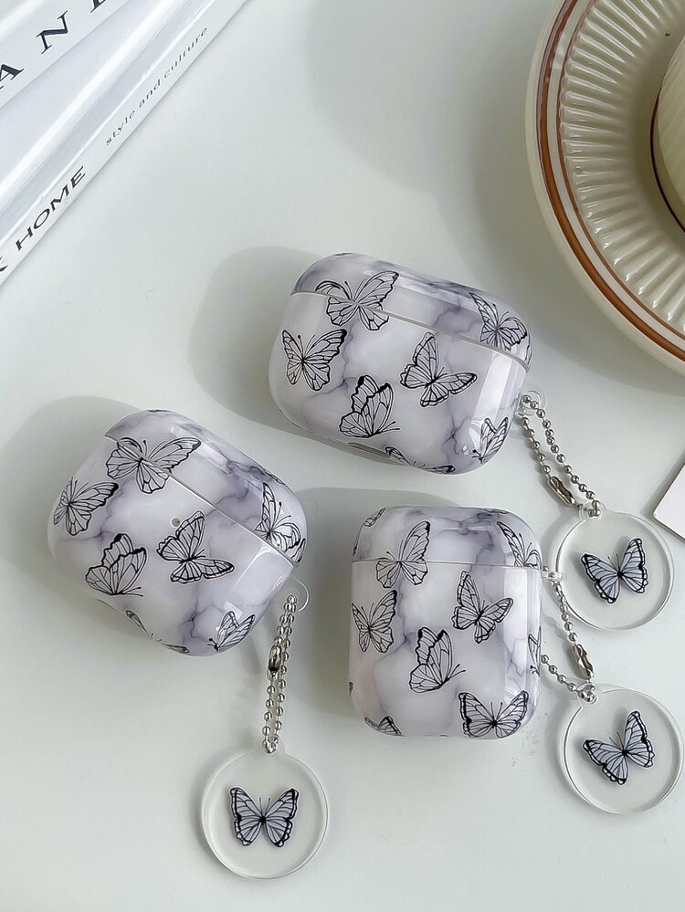 1 pieza Funda compatible con Airpods con patrón de mariposa - Multicolor - Añade 4