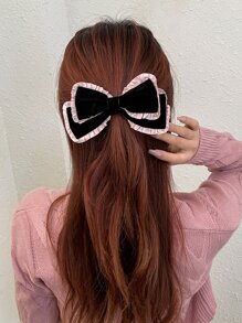 DAZY Bow Decor Hair Clip - Black - View 1