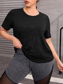 SHEIN Daily&Casual Plus Geo Print Sports Tee - Black - View 4