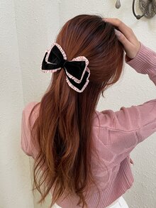 DAZY Bow Decor Hair Clip - Black - View 6