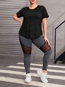 SHEIN Daily&Casual Plus Geo Print Sports Tee - Black - View 5