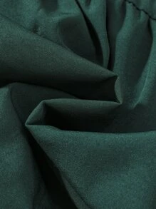 Chicas Vestido bajo con fruncido de manga mariposa - Verde Oscuro - Ver 3