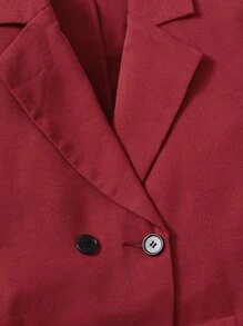 SHEIN Chicas Blazer de cuello con solapa con botones con falda cruzada - Burdeos - Ver 3