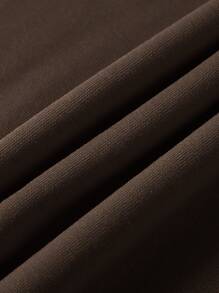 SHEIN EZwear Slogan Graphic Thermal Lined Sweatshirt - Coffee Brown - View 6