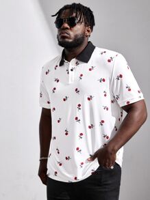 Manfinity VCAY Hombres Camisa polo con estampado de cereza - Blanco - Ver 4