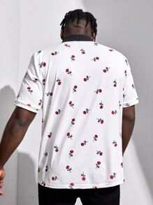 Manfinity VCAY Hombres Camisa polo con estampado de cereza - Blanco - Ver 2
