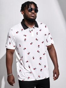 Manfinity VCAY Hombres Camisa polo con estampado de cereza - Blanco - Ver 6