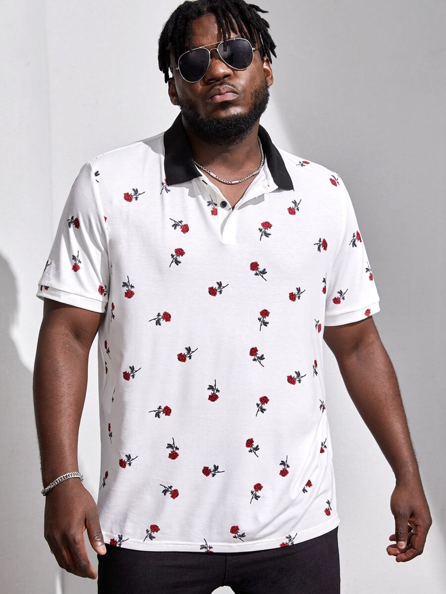 Manfinity VCAY Hombres Camisa polo con estampado de cereza - Blanco - Ver 1