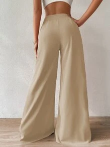 Chiquease High Waist Wide Leg Trousers - Khaki - View 2