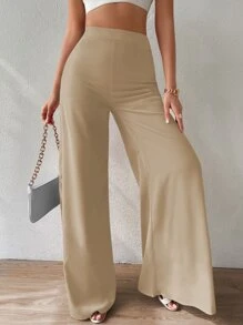 Chiquease High Waist Wide Leg Trousers - Khaki - View 5